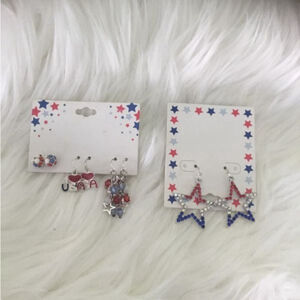 Ballet Group Inc 4th of July new patriotic earrings set of 4 NWT